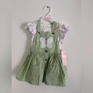 Nanette Lepore Green Pinafore Dress with Butterfly Design